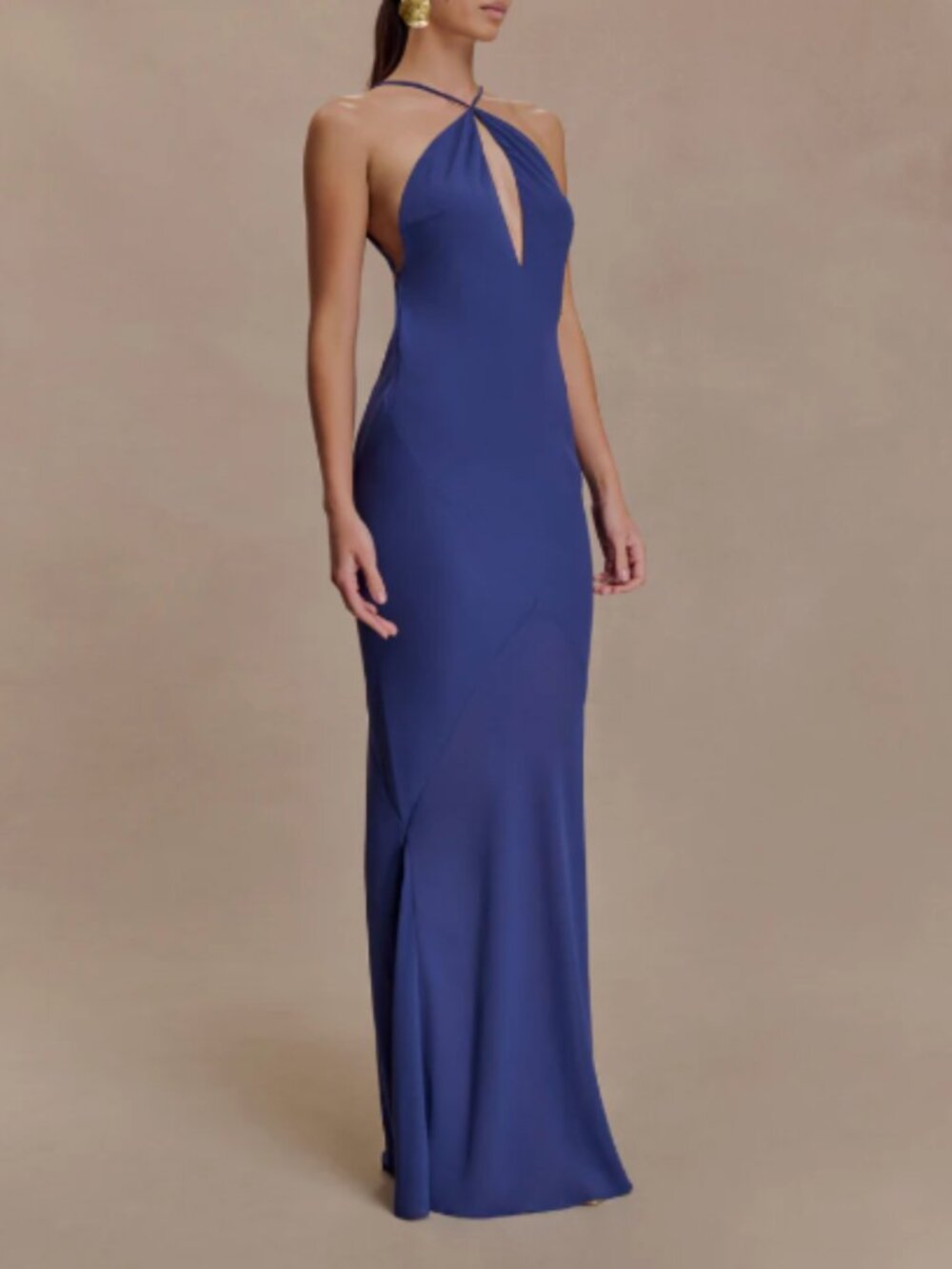 Meshki Nerea Halter Slip Maxi Dress Purple/Blue Size S NWOT